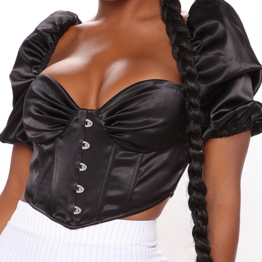 Black Fashion Nova Satin Corset Top